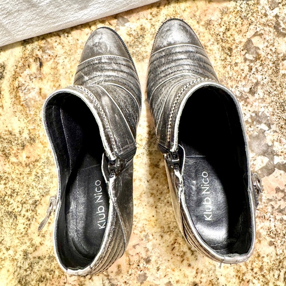 Klub Nico - Black and Silver Leather Booties - Women's Size 35.6 (6.5) - Picture 10 of 12